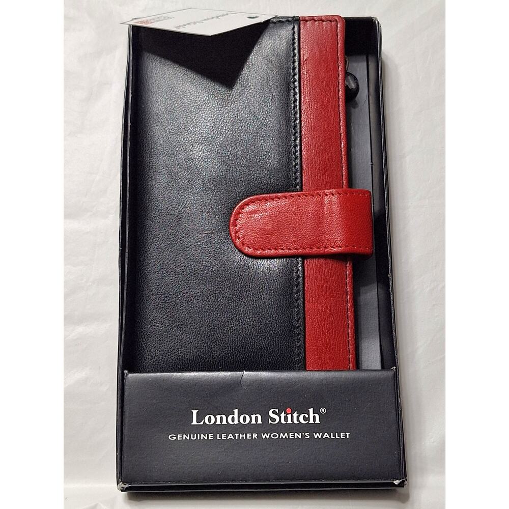 London Stitch Women's Leather Wallet Black/Red